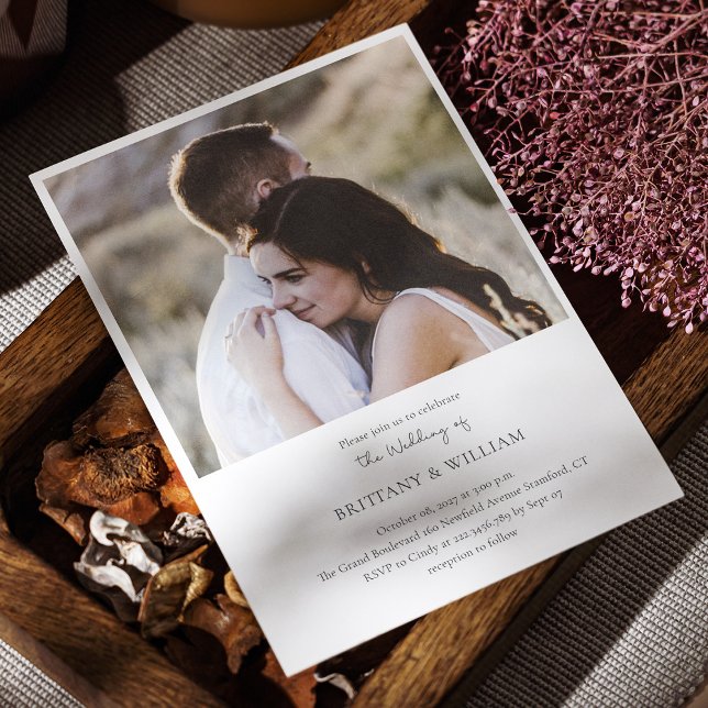 Classic Formal Modern Photo Wedding Invitation (Classic Modern Wedding Invitation with Full Photo)