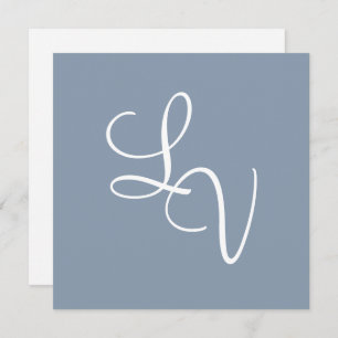 Classic Formal Monogram Dusty Blue Wedding Save The Date