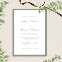 Classic Formal Sage Green Border & Script Wedding