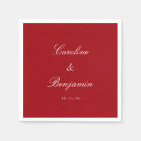 Classic Formal Script Elegant Wedding Custom Red