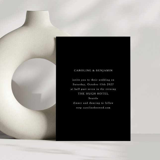 Classic Formal Solid Black Minimalist Wedding Invitation (Creator Uploaded)