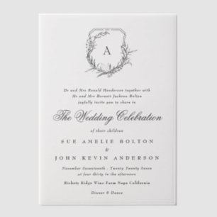 classic formal traditional monogram wedding vellum invitations