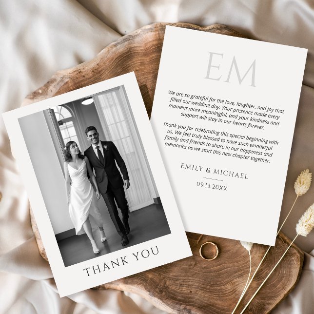 Classic Formal Wedding Photo Monogram Thank You (Creator Uploaded)