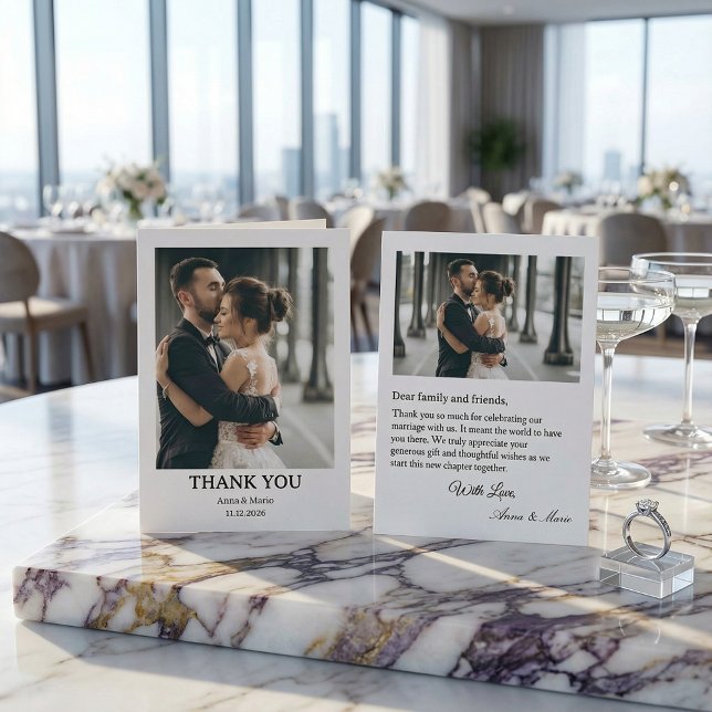 Classic Formal Wedding Photo Thank You Card (Creator Uploaded)