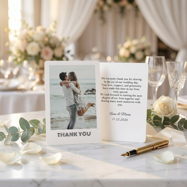Classic Formal Wedding Photo Thank You Card (Creator Uploaded)