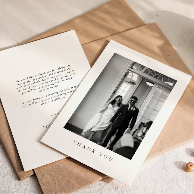 Classic Formal Wedding Photo Thank You Card (Creator Uploaded)
