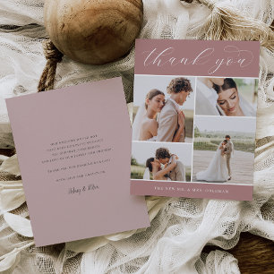 Classic Four Multi Photo Wedding Flat Thank You Card