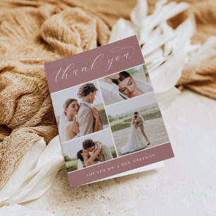 Classic Four   Multi Photo Wedding Folded Thank You Card