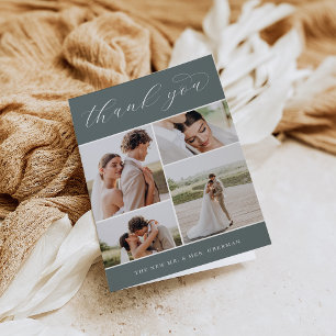 Classic Four Multi Photo Wedding Folded Thank You Card