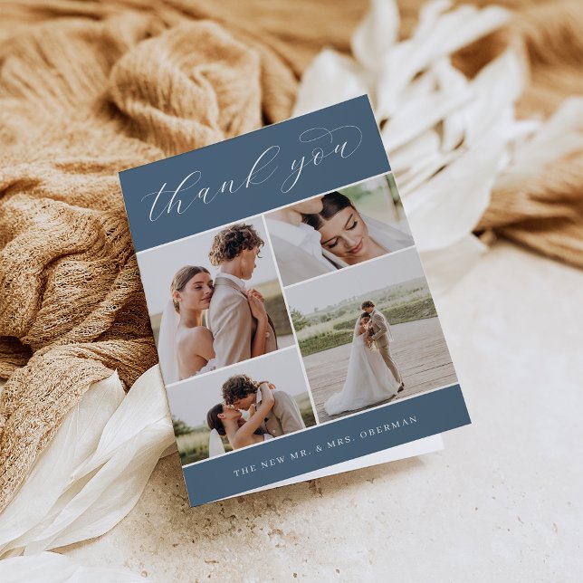 Classic Four | Multi Photo Wedding Folded Thank You Card (Creator Uploaded)