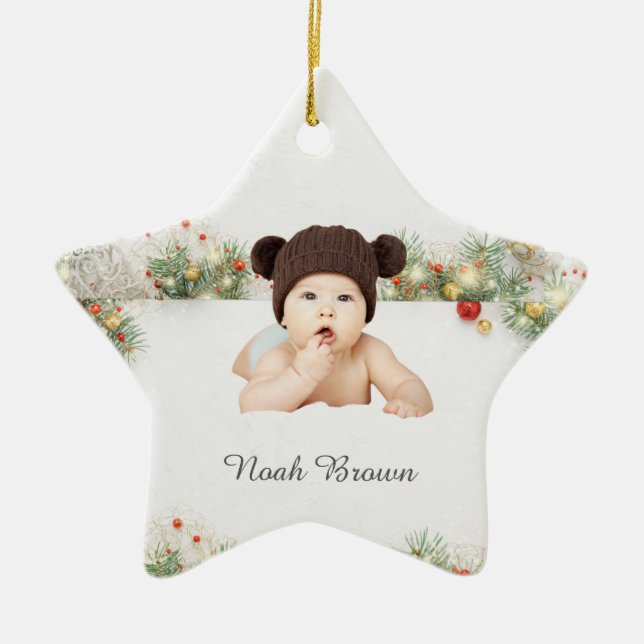 Classic Frame Baby's First Christmas Ornament (Front)
