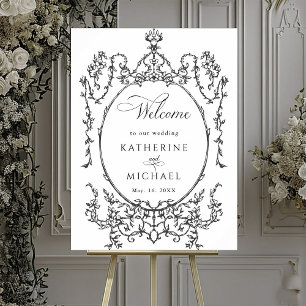 Classic Frame Black and White Wedding Welcome  Poster