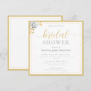 Classic Frame Black White Gilded Bridal Shower Invitation