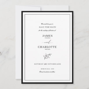 Classic Frame Leaf Save the Date Invitation