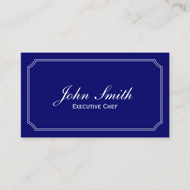 Classic Frame Navy Blue Chef Professional Business Card (Front)