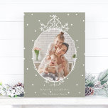 Classic Frame Neutral Green Seaon's Greeting Photo Holiday Card<br><div class="desc">This neutral colour flat christmas | holiday card features a simple vintage frame with a photo.  For more advanced customisation of this design,  please click the BLUE DESIGN TOOL BUTTON above!</div>