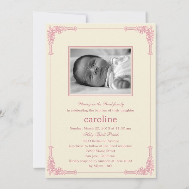 Classic Frame Photo Baptism/Christening Invitation (Front)
