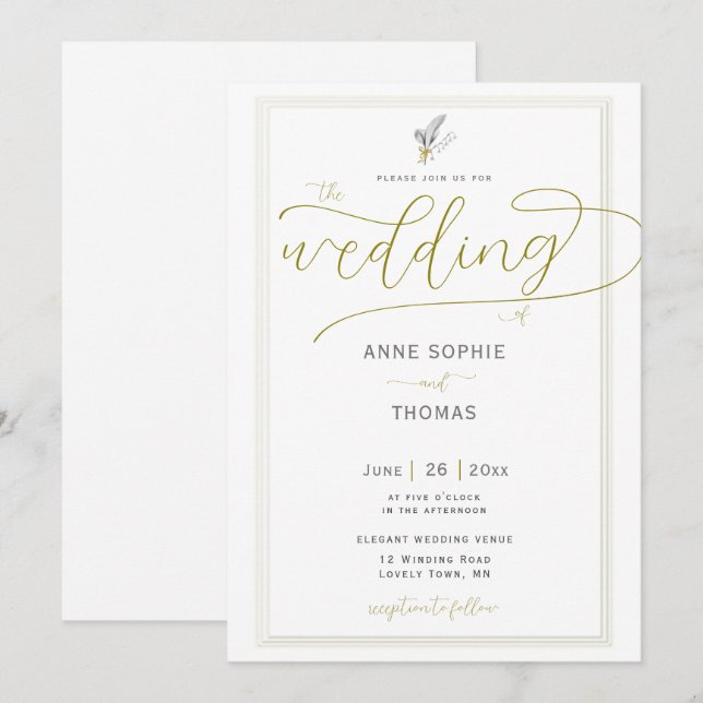 Classic Frame Spring Lily of Valley Floral Wedding Invitation (Front/Back)