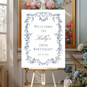 Classic French Blue 70th Birthday Party Welcome  Poster