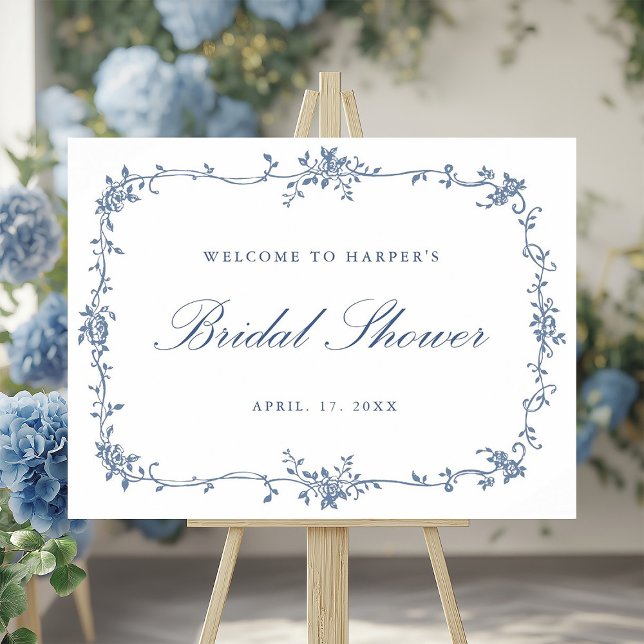 Classic French Blue Bridal Shower Welcome Sign (Creator Uploaded)