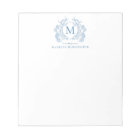 Classic French Blue Floral Crest Monogram