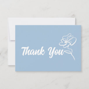 Classic French Blue Floral Sketch  Thank You Card