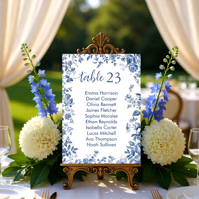 Classic French Blue Toile Seating Chart Card (Classic French Blue Toile Seating Chart Card)