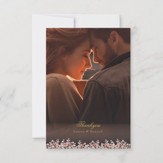 classic french floral garden chateau wedding thank you card (Front)