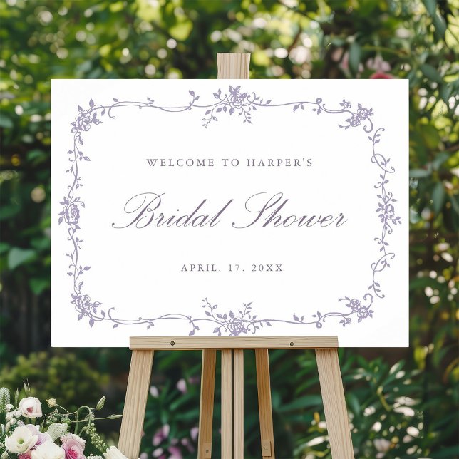 Classic French Lavender Bridal Shower Welcome Poster (Creator Uploaded)