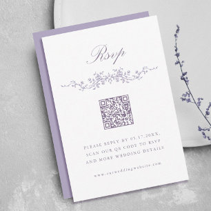 Classic French Lavender Floral Border Wedding RSVP Invitation