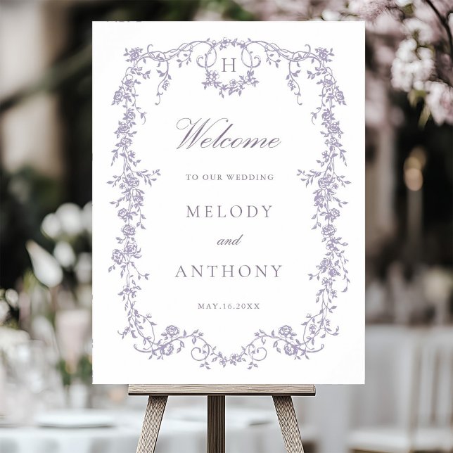 Classic French Lavender Floral Wedding Welcome Poster (Creator Uploaded)