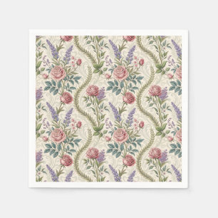 Classic French Rose & Lavender Floral Pattern Art Napkin