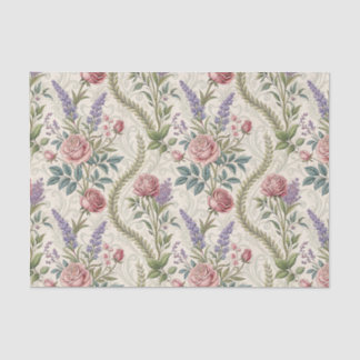 Classic French Rose & Lavender Floral Pattern Art Tissue Paper