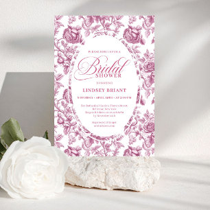 Classic French Toile Roses Floral Bridal Shower  Invitation