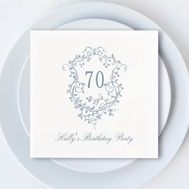 Classic French Victorian Blue 70th Birthday Party Napkin (Creator Uploaded)