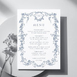 Classic French Victorian Blue Frame Wedding Menu<br><div class="desc">Elegant French frame wedding menu with monogram. For more advanced customization of this design,  please click the BLUE DESIGN TOOL BUTTON above!  Matching items are also available.</div>