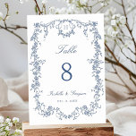 Classic French Victorian Blue Frame Wedding Table Number<br><div class="desc">Elegant French frame wedding table number with monogram. For more advanced customization of this design,  please click the BLUE DESIGN TOOL BUTTON above!  Matching items are also available.</div>