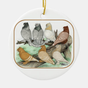 Classic Frill Pigeons Blondinettes Ceramic Tree Decoration