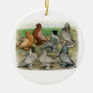 Classic Frill Pigeons Laced Blondinettes Ceramic Tree Decoration