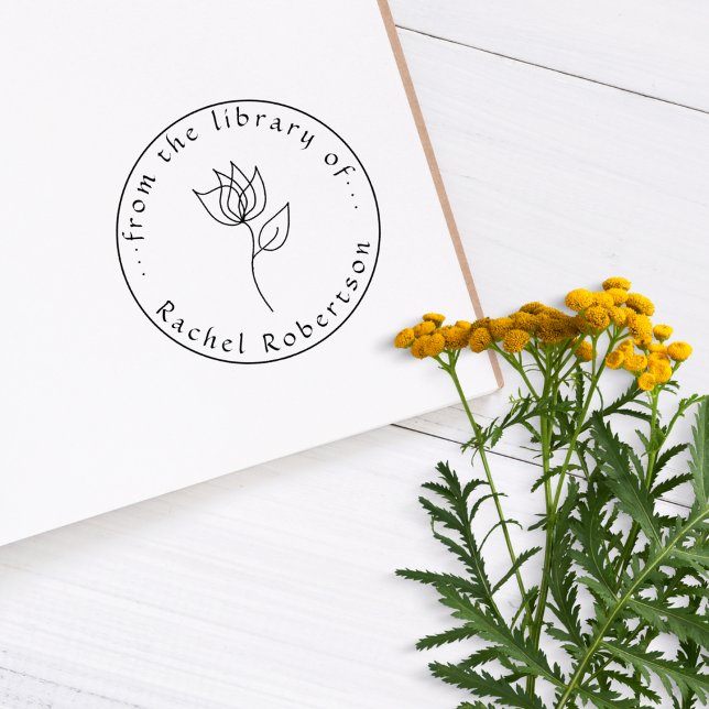 Classic From The LIbrary of Flowery Custom Book Rubber Stamp (Creator Uploaded)