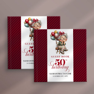 Classic fun 50th lady birthday guest memory book