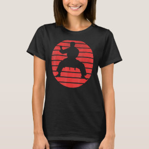 Classic Fun Karate Pose Silhouette On A Red Sunset T-Shirt