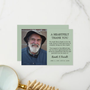 Classic Funeral Heartfelt Photo Thank You Card