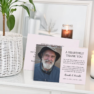 Classic Funeral Heartfelt Photo Thank You Card