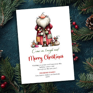 Classic Funny Santa Minimalist Christmas Greeting Holiday Card