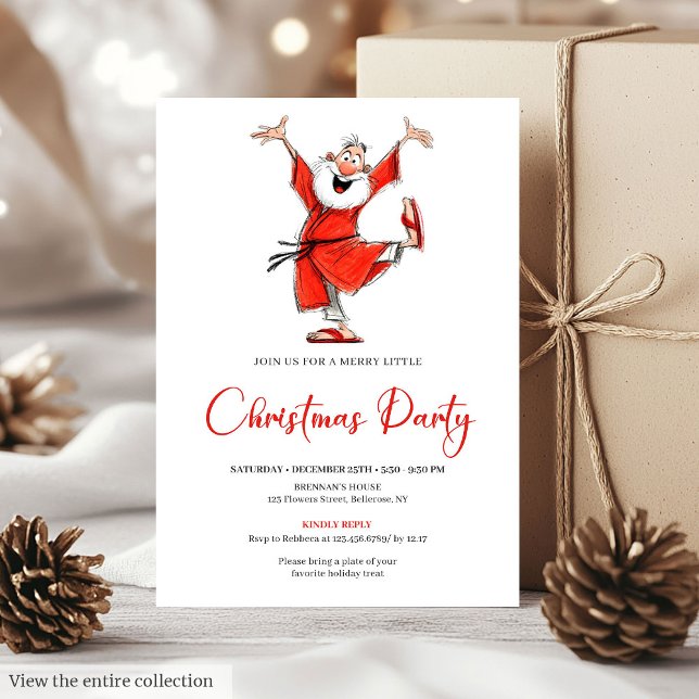 Classic Funny Santa Watercolor Christmas Invite (Classic Funny Santa Watercolor Christmas Invite)