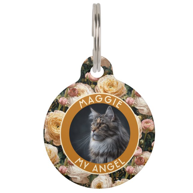 Classic Fur Dad Gift Ranunculus Print Pet Tag (Front)