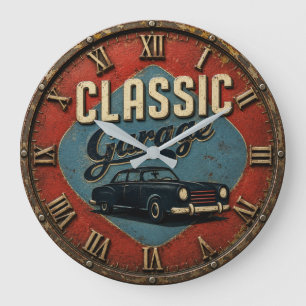 Classic Garage Vintage Car Retro Automobile Garage Large Clock