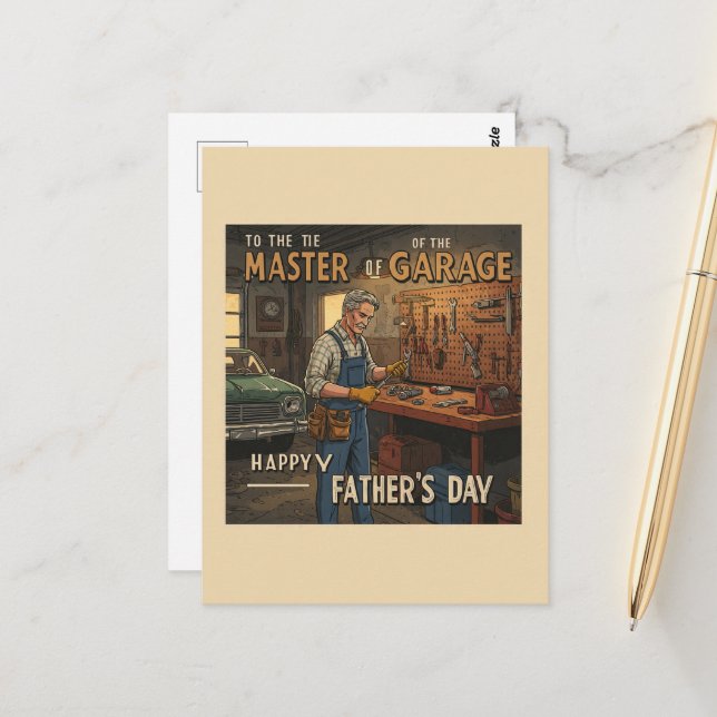 classic garage workshop for Father's Day Postcard (Front/Back In Situ)