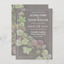CLASSIC Garden Hellebore Wood Wedding Invitation